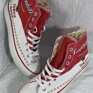 Converse Red and White High-Tops